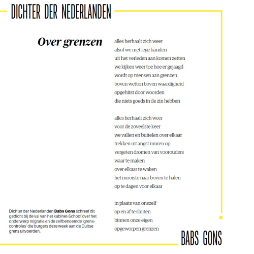 Babs Gons over grenzen gedicht